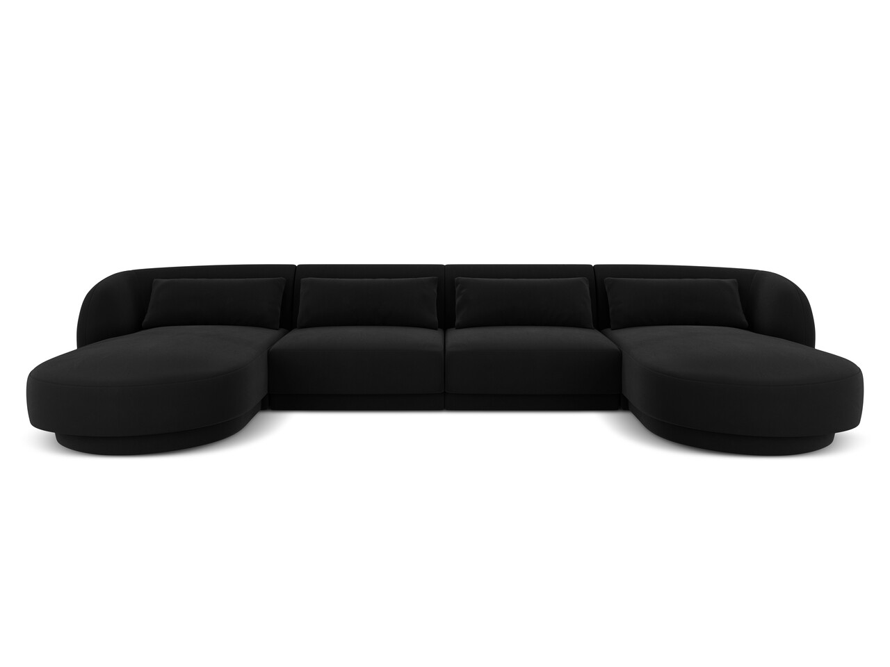 Coltar panoramic 5 locuri, Tulum, Cosmopolitan Design, 330x156x70 cm, catifea, negru - imagine 6